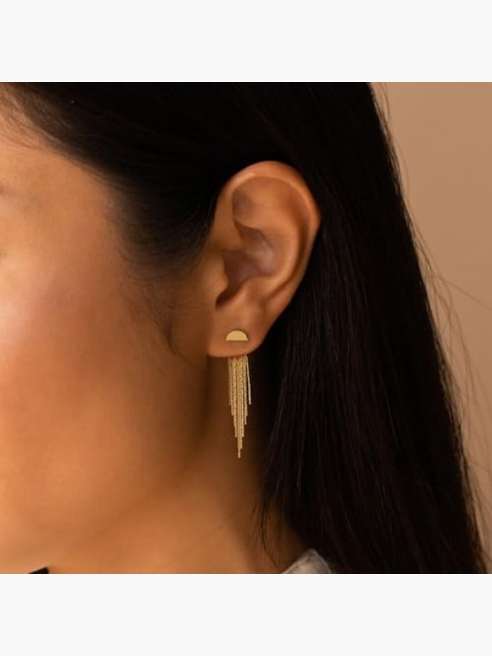 14K Gold Plated Tassel Dangle Earrings Hypoallergenic Fade Resistant - Picture 6 of 7